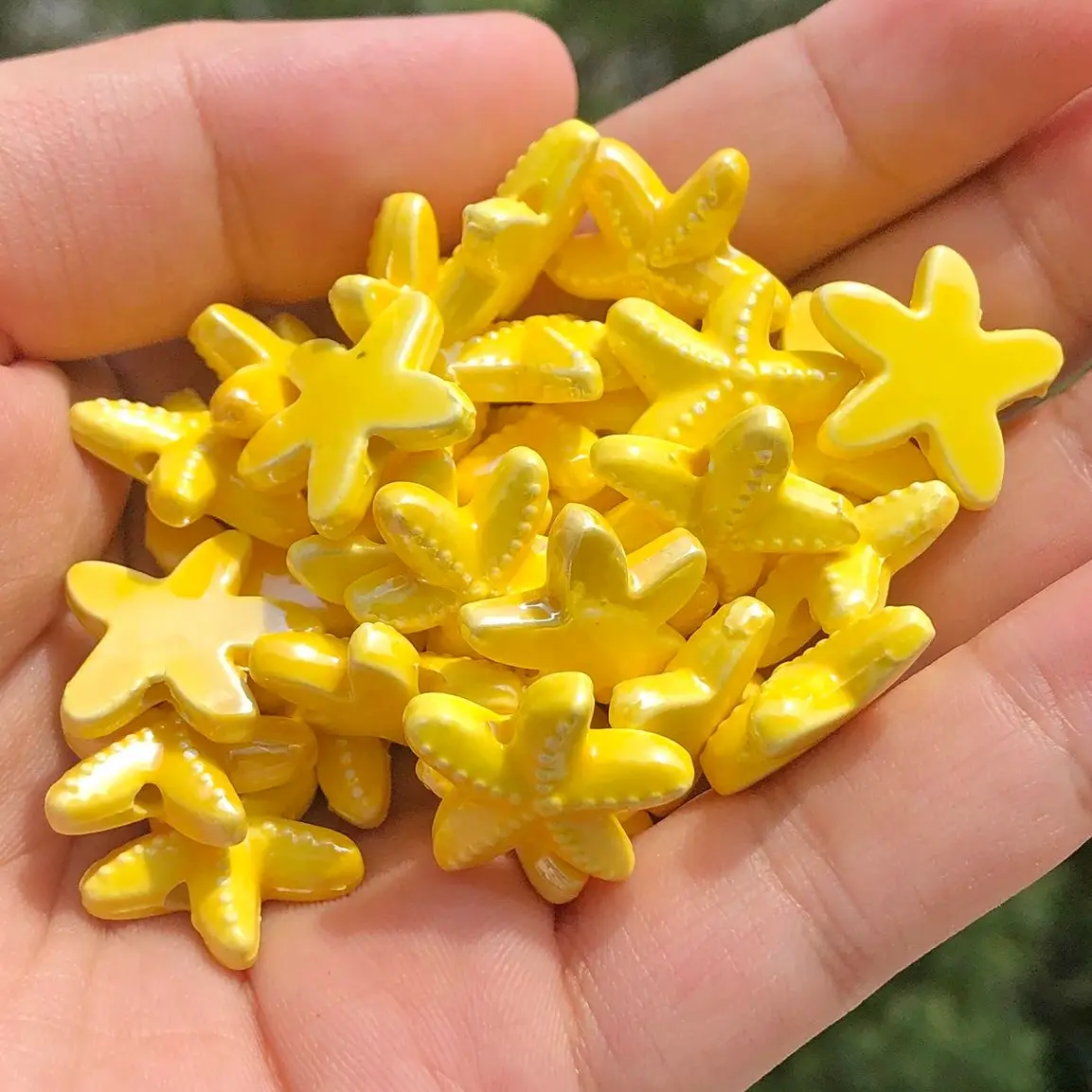 10pcs Starfish Shape Ceramic Beads 18mm Colorful Glazed Porcelain Handmade Beads for Jewelry Making DIY Pendant Crafts Accessory
