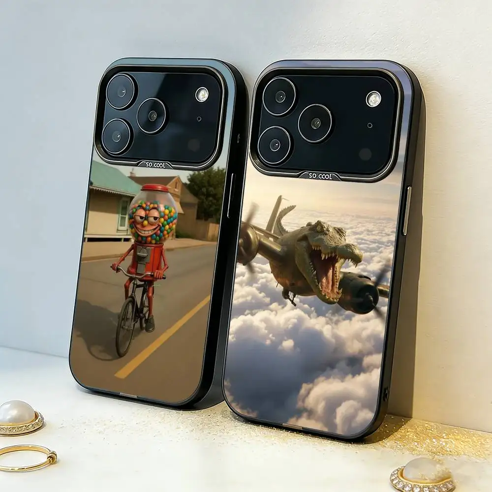 

Graphic Print I-Italian B-Brainrot T-Tung Phone Case For iPhone17,16,15,14,13,12,11,Pro,MAX White Matte Shockproof Cover