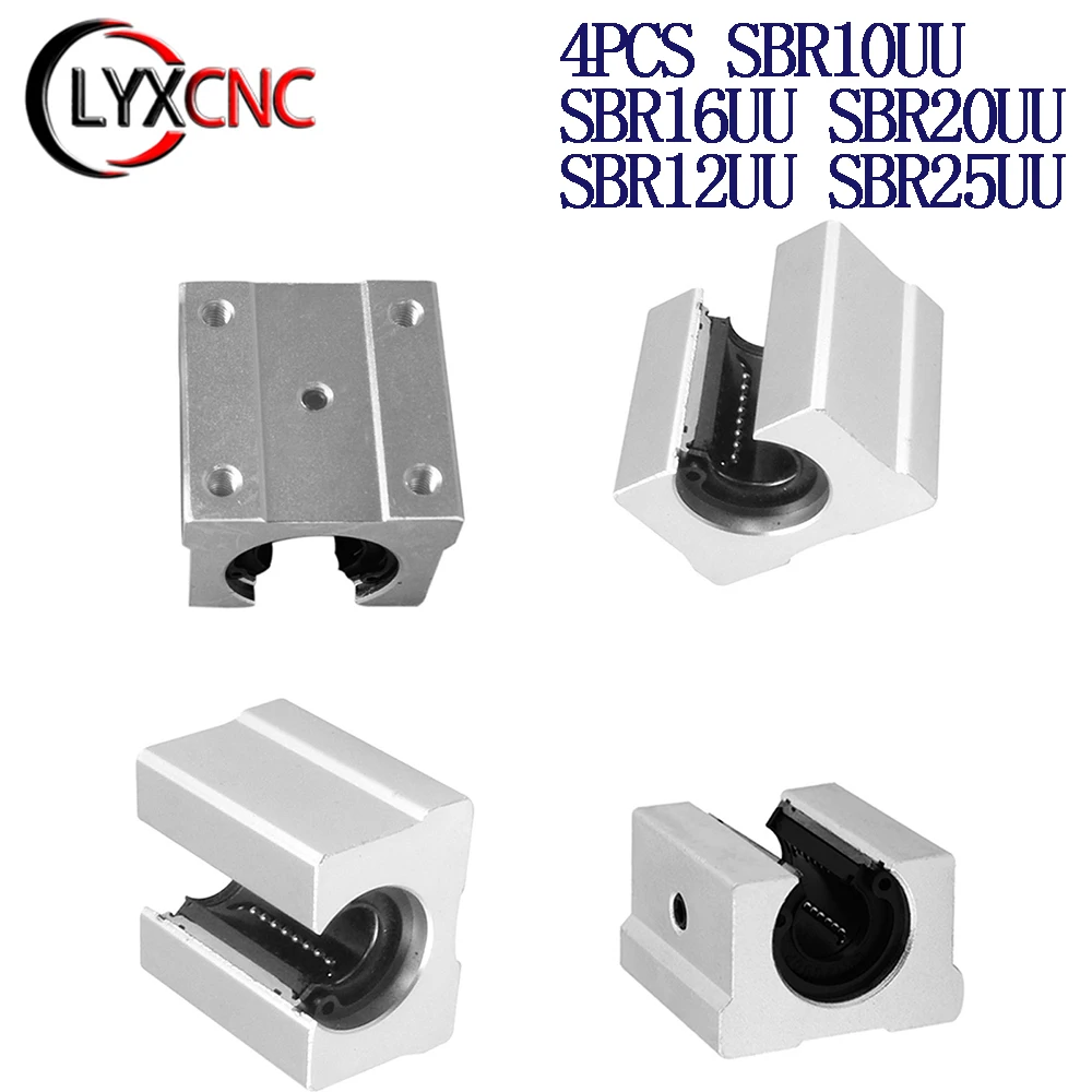 4pcs/ lot SBR10UU SBR12UU SBR16UU SBR20UU SBR25UU linear Ball Beare Block Open Type CNC Router SBR12  SBR16 SBR20 linear Guide