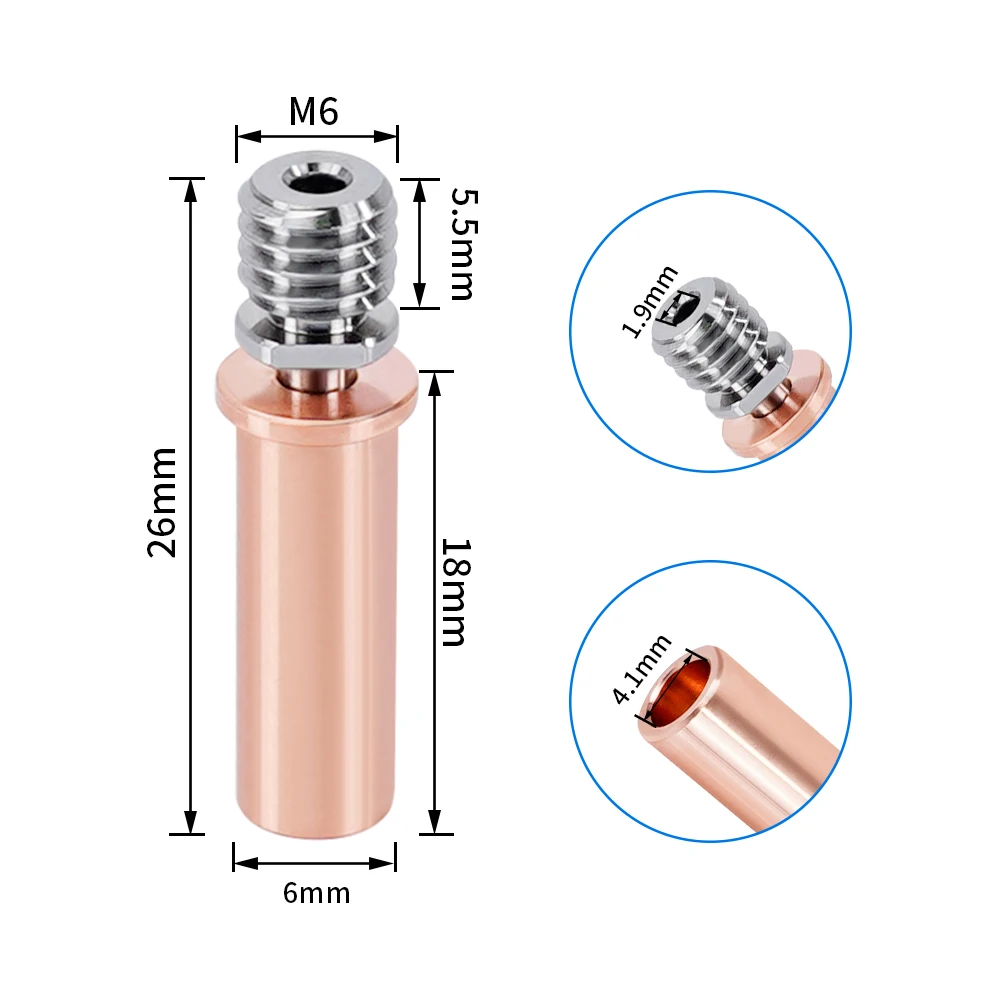 2/1 pz V5AC lega di titanio Bi-metallo gola taglio di calore placcatura in rame bimetallico per Anycubic Mega S/Pro VYPER Creality SE-6 CR10