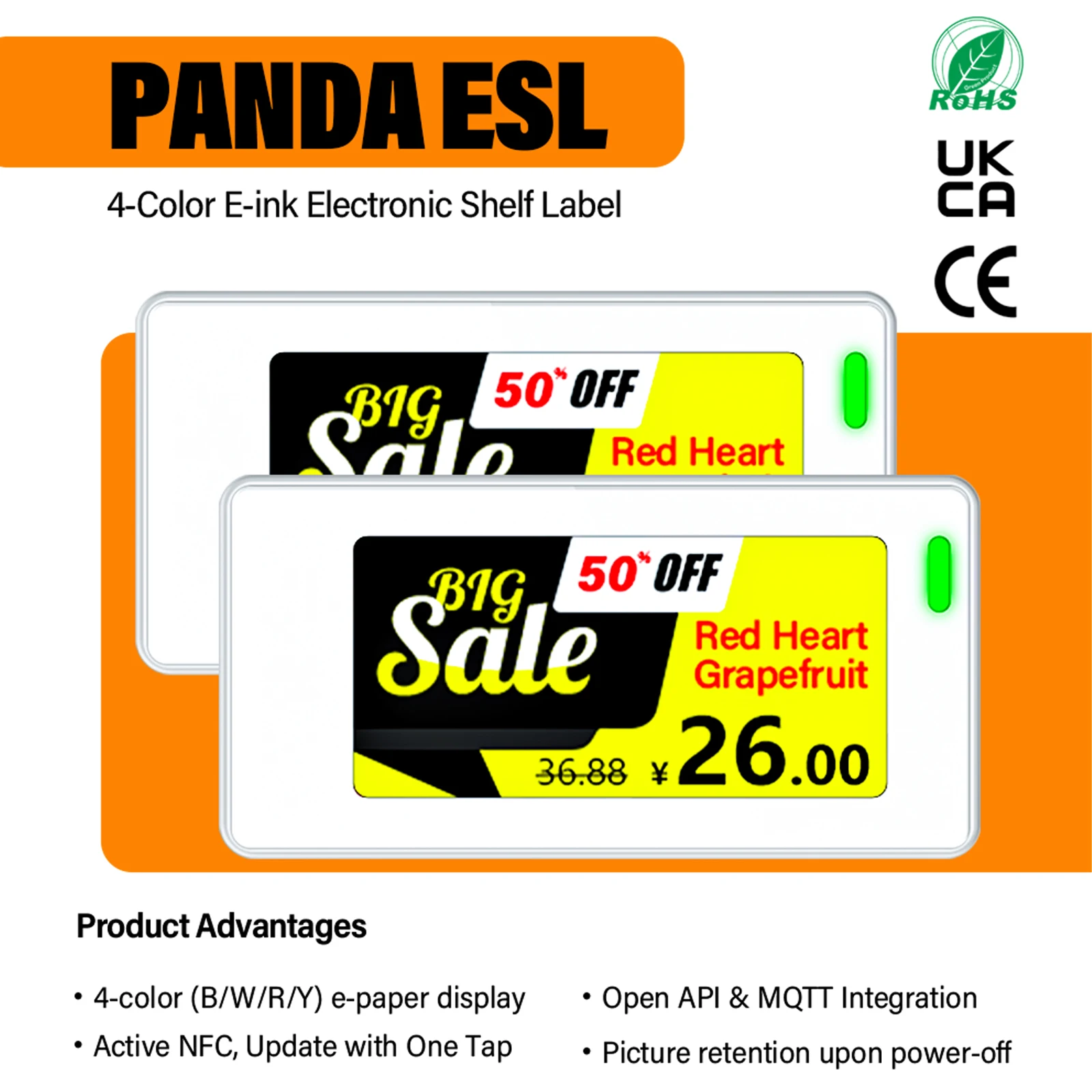 panda-213-inch-e-ink-tag-electronic-shelf-label-nfc-powered-e-paper-digital-price-tag-for-supermarket-and-retail-store-shelves