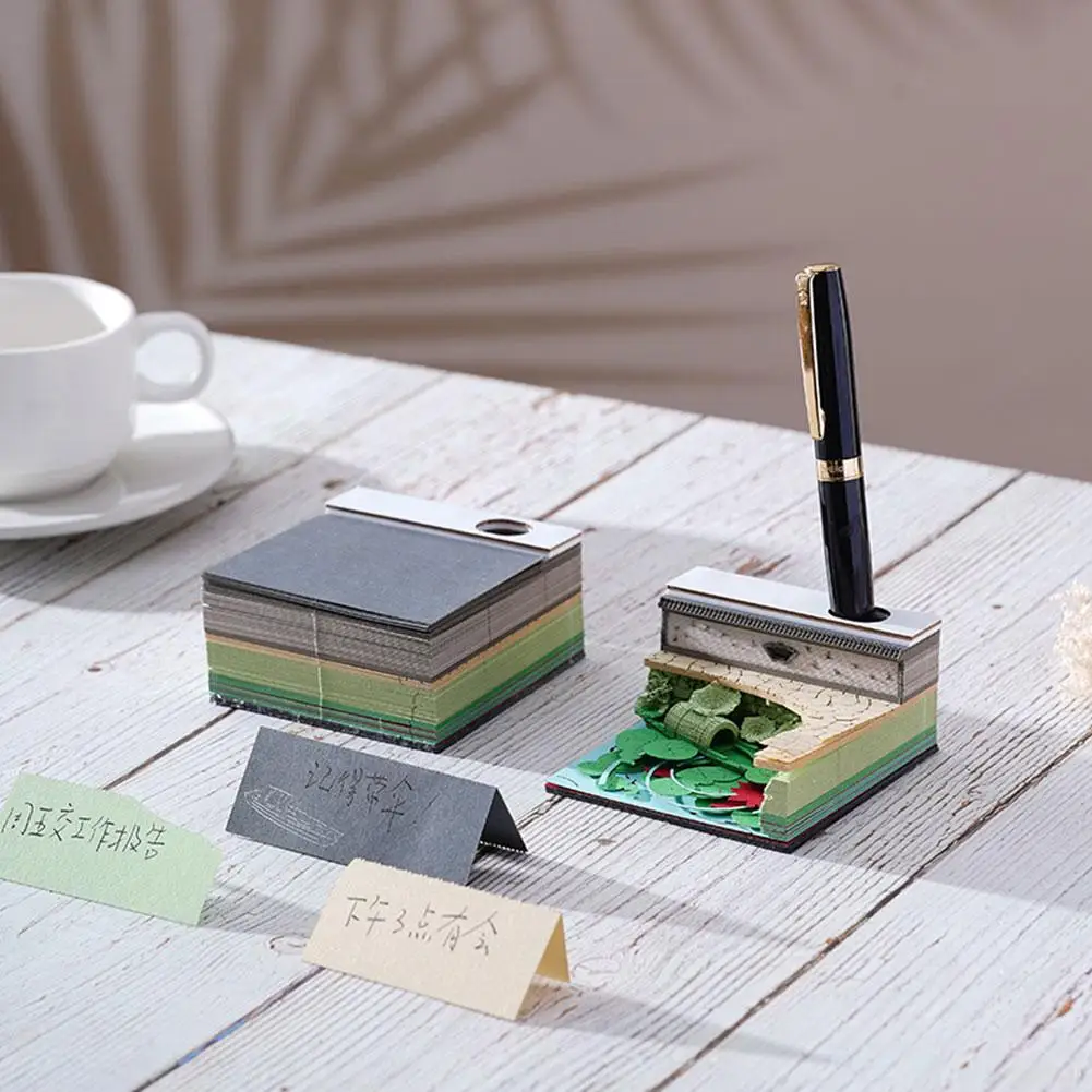 Note Desk Calendar Without Calendar Creative 3D Three-dimensional Sculpture Paper Desktop Landscape Decoration Office F7Z6