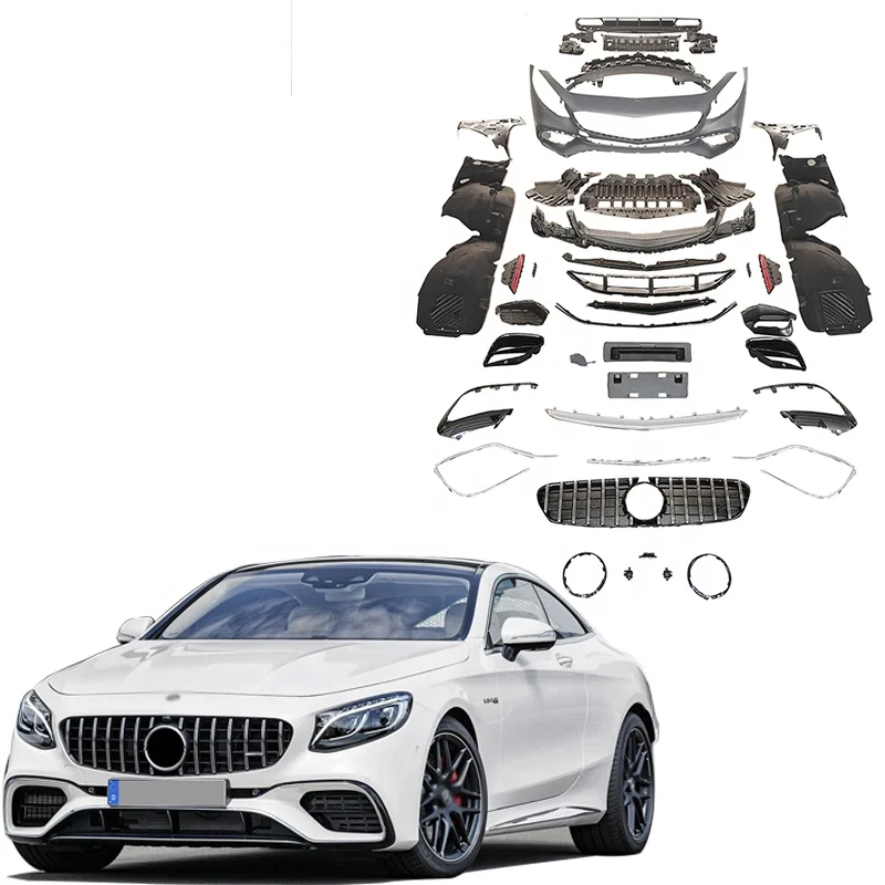 

STLFSTLFS Class C217 to S63 PP Body Kit of C217 Body Parts for Front Bumper Front Grille Rear Diffuser with Exhaust Pipes