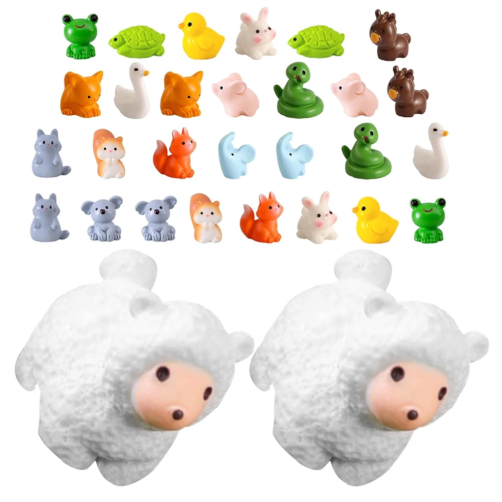 

30 Pcs Micro Landscape Decoration Mini Animals Figures Decors Frog Statue Resin