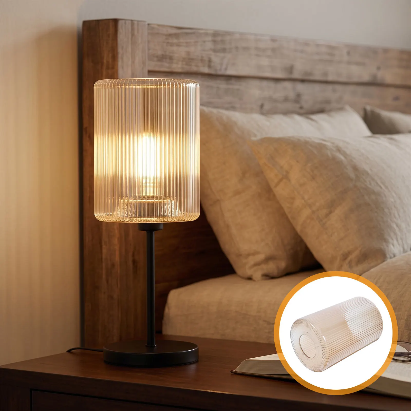 Straight Glass Lamp Shade Transparent Cylinder Ceiling Light Cover Modern Pendant Lamp Protective Cover Indoor Lighting