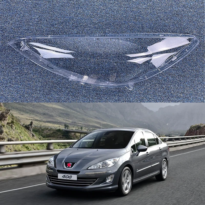 

For Peugeot 408 2009 2010 2012 2013 Front Headlamp Lamp Cover Transparent Headlight Shell Plexiglass Replace Original Lampshade