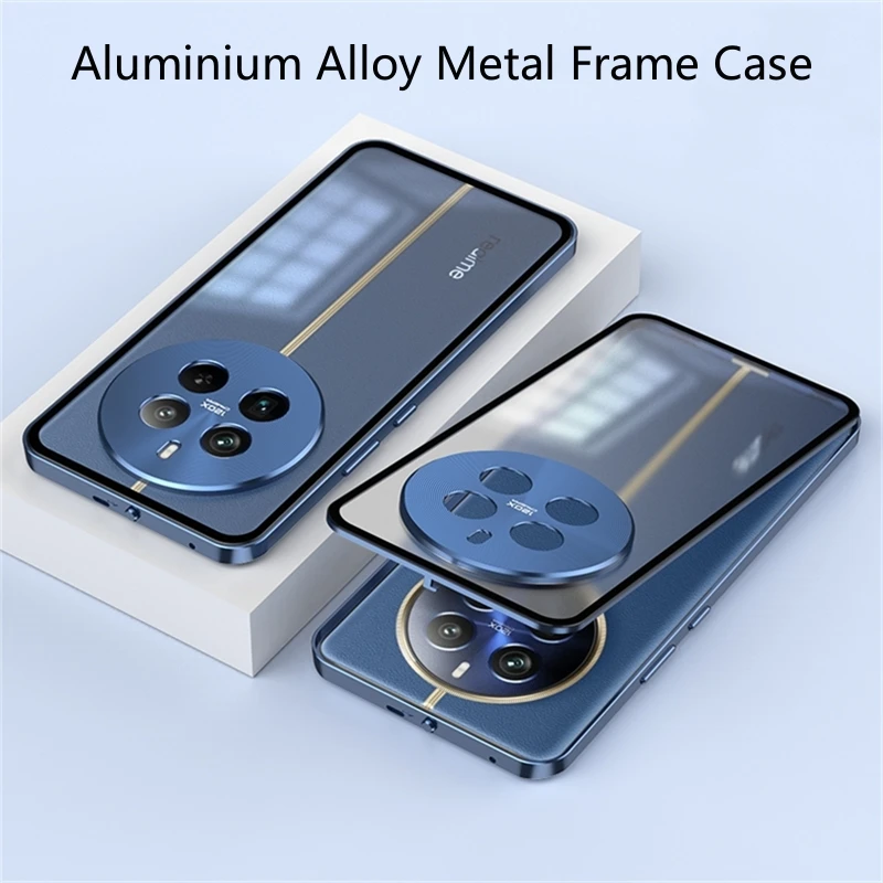 Aluminium Alloy Metal Frame Case For Realme 12 Pro Plus Case Matte Clear Phone Acrylic Back Cover For Realme 12Pro + 5G Bumper