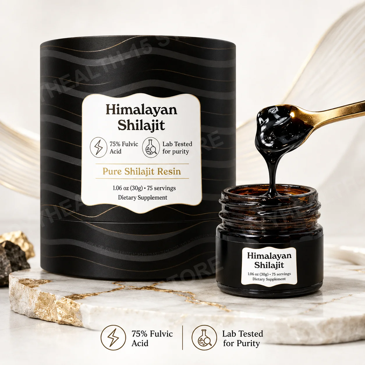 Himalayan Shilajit Resin Pure Shilajit Supplement with Fulvic Acid Lab Tested Daily Wellness Support 1.06 oz 75 Servings