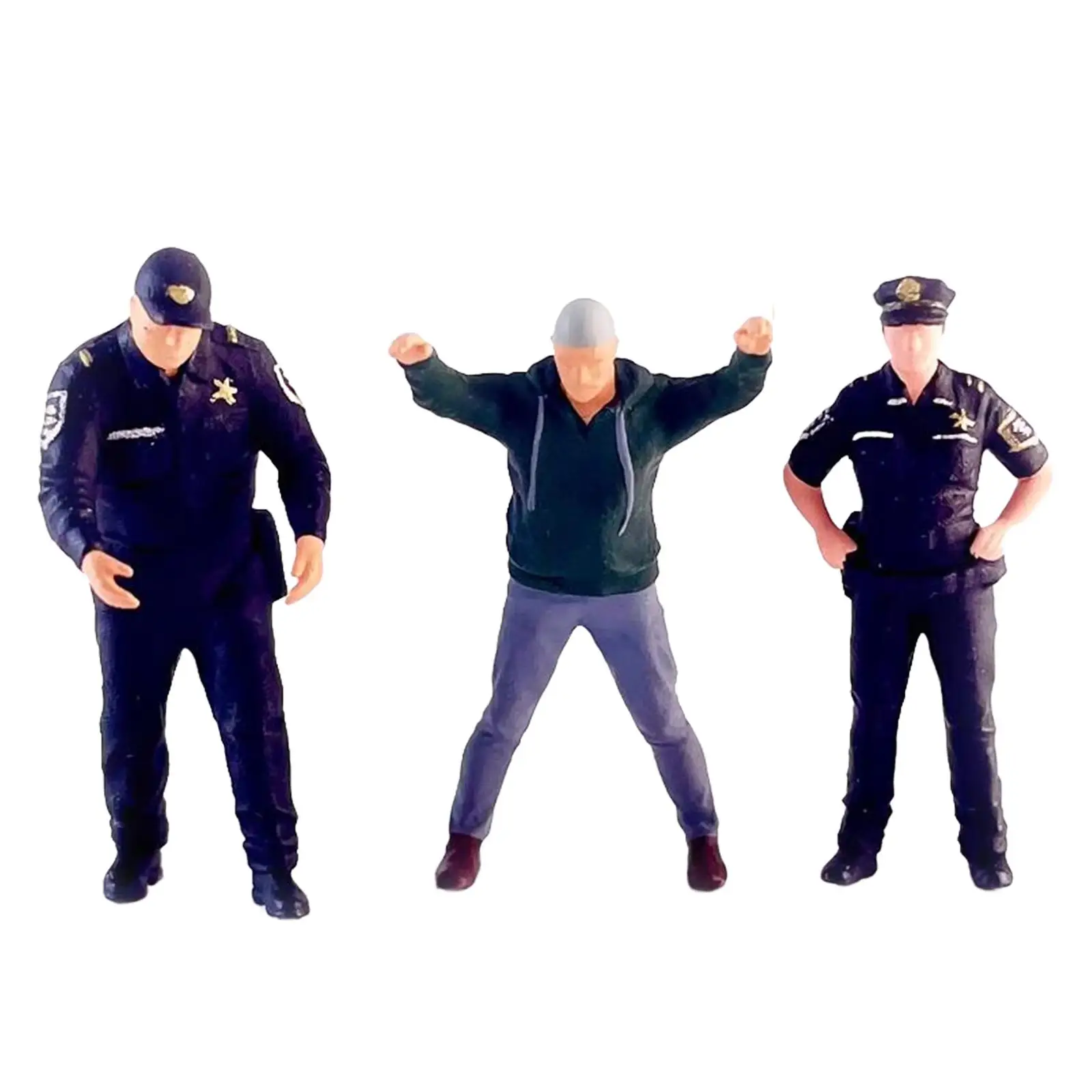 3 stuks schaal 1:64 kleine politie en dief figuren Diorama landschap desktop ornament micro landschap handgeschilderde beeldjes decor