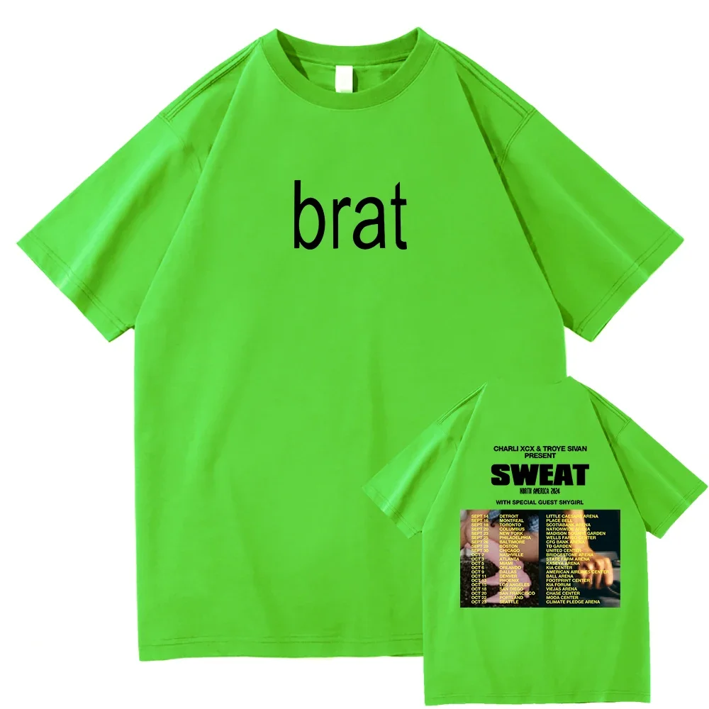 Charli XCX Sweat 2024 Tour Tshirt Brat Album Men/Women Clothing Harajuku T-shirt Unisex Vintage Cotton Tops Graphic T Shirts