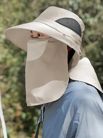 Summer Sun Hats UV Protection Outdoor Hunting Fishing Cap For Men Women Hiking Camping Visor Bucket Hat Neck Flap Fisherman Hat
