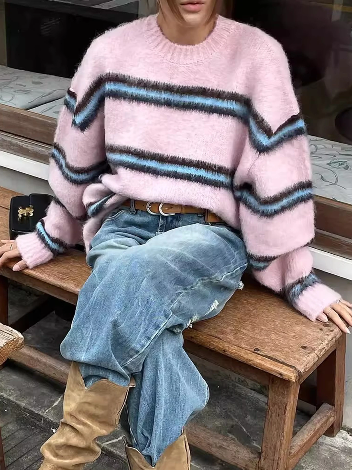 

ZHISILAO новый винтажный вязаный пуловер, женский свитер на осень-зиму 2200, топы, повседневный пуловер с длинными рукавами, свитер