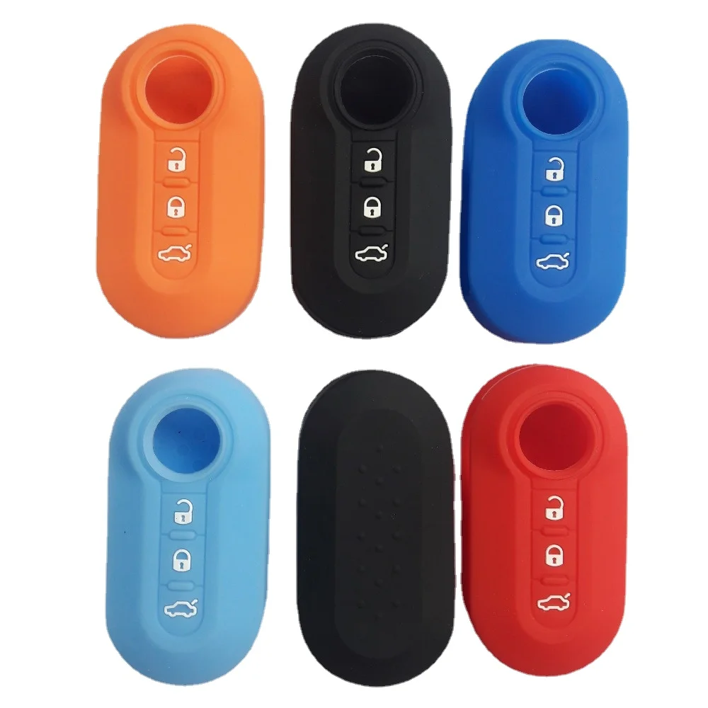 

20pcs Silicone Key Remote Shell Cover Case For Fiat 500 Panda Bravo Lancia Ducato Brava Delta 3 Button Flip Key FOB