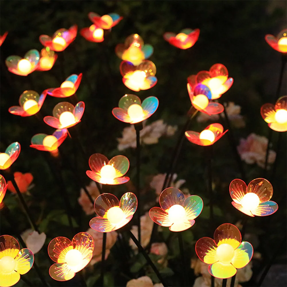 Luzes solares para flores de jardim – lâmpada LED de pétalas que muda de cor – luz à prova d'água para paisagem de gramado ao ar livre para decoração de quintal