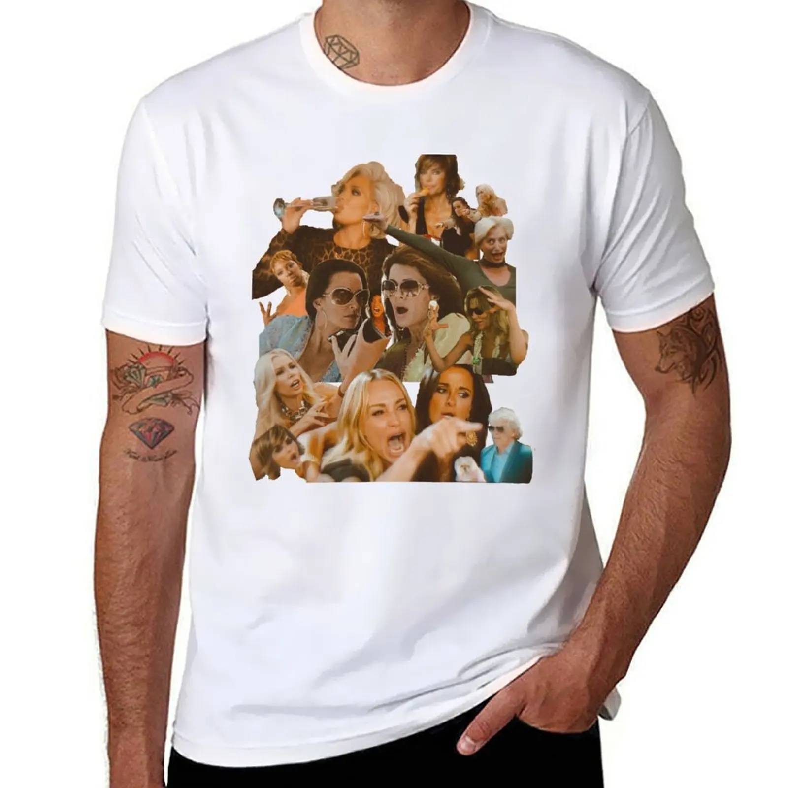 

REAL HOUSEWIVES COLLAGE T-Shirt t shirt man luxury t shirts for man pack white T-Shirt