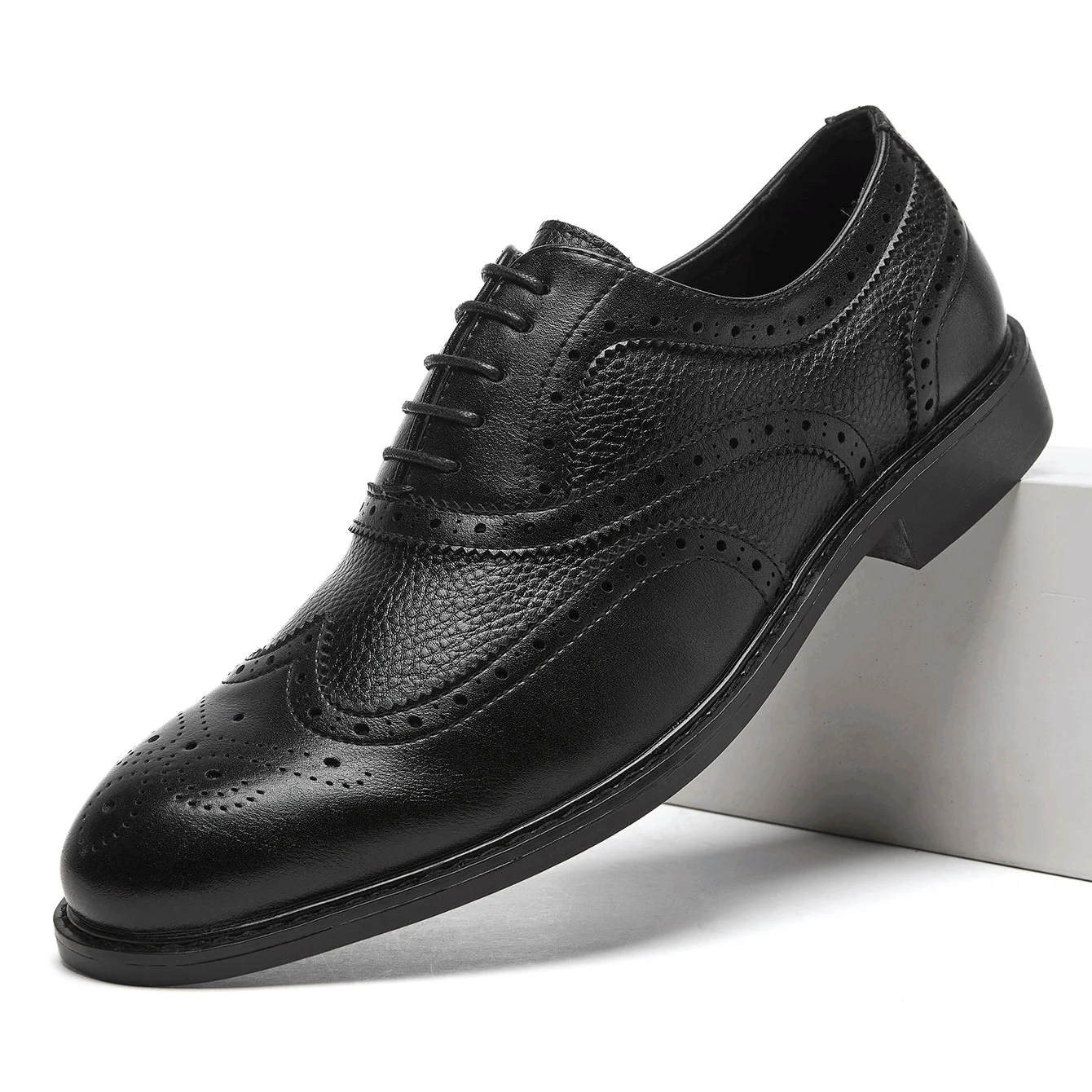 Desai Men's Wide Width Wingtip Brogue Oxford Faux Leather Lace-up Dress Shoes Wedding Formal Business Autumn Comfortable
