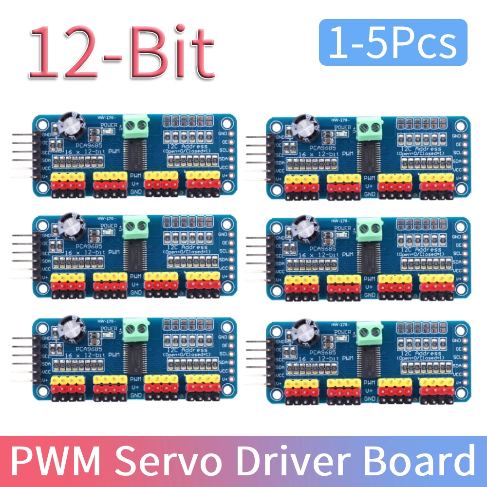 1/2/3/5 Stück PCA9685 PWM Servomotor-Steuerplatine Modul IIC-Schnittstelle 16-Kanal 12-Bit PWM Servomotor-Treiberplatine für Arduino Roboter