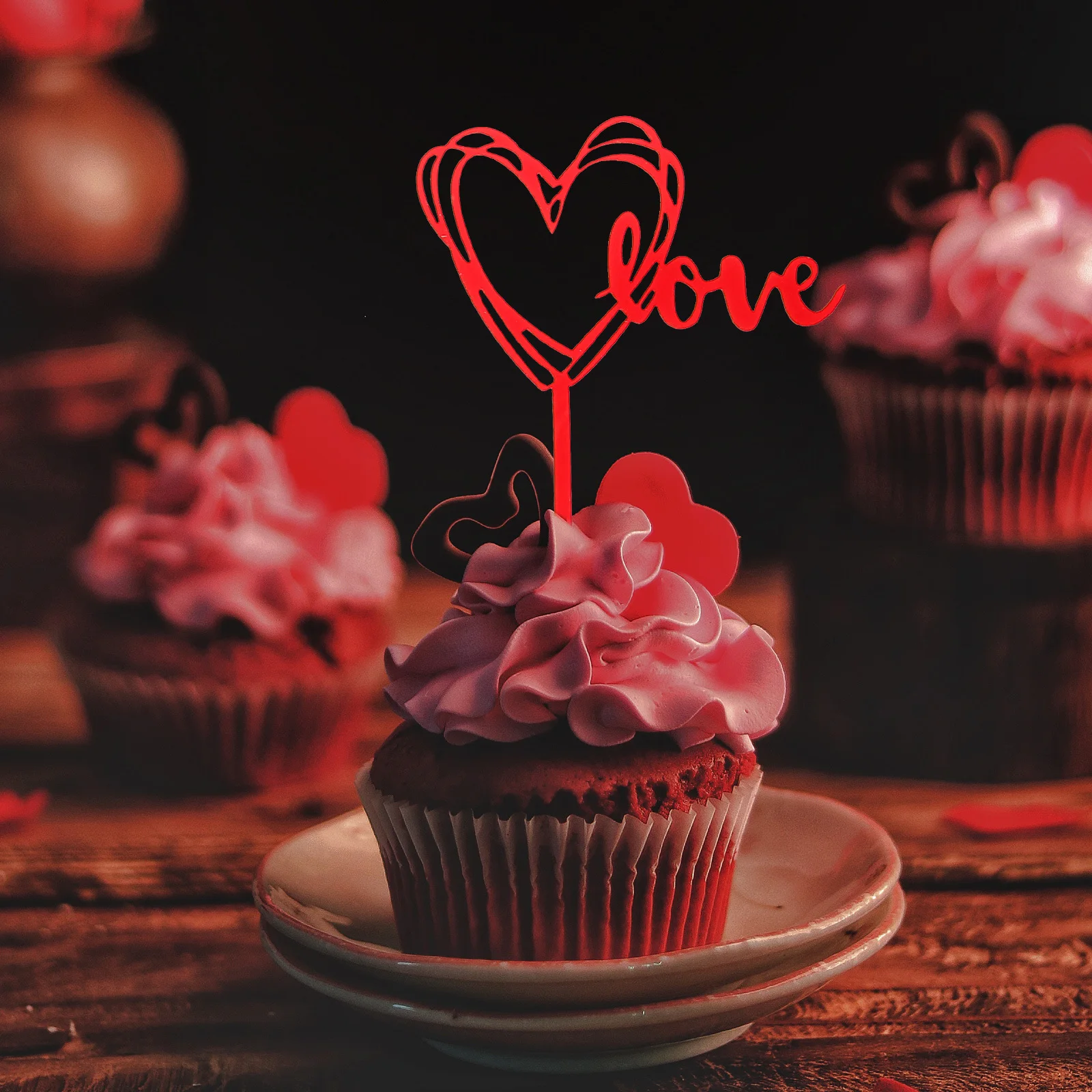 

20Pcs Insert Topper Valentine's Day Acrylic Decorations Unique Party Picks Love Cupcake Topper Acrylic Cake Decor