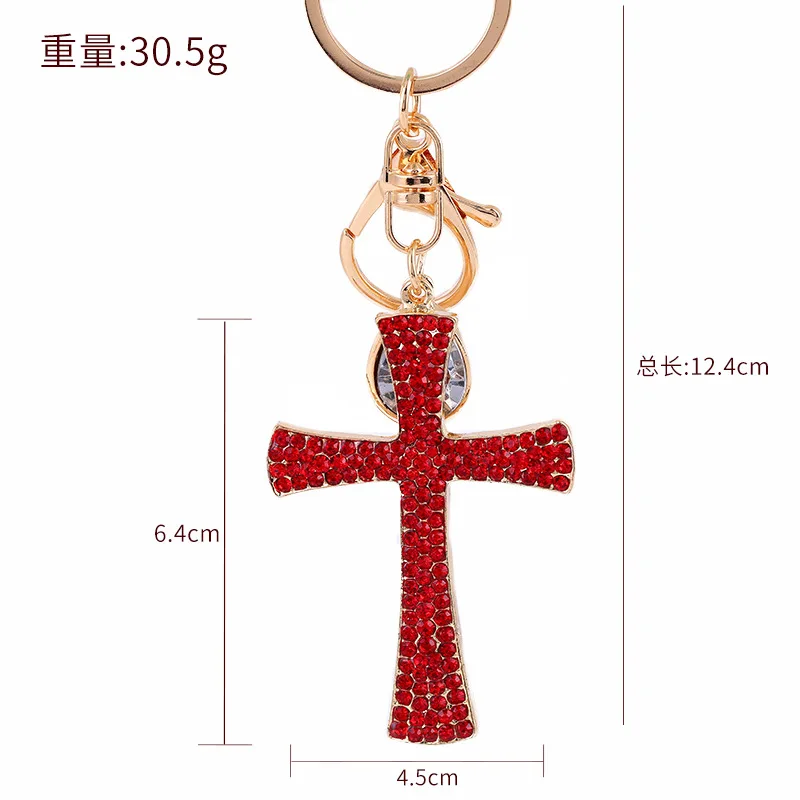 Delicate Jewelry Full Rhinestones Cross Keychain Handbags Keyring Key Chain Pendants Keyhoder chaveiro Christian Catholic Gifts