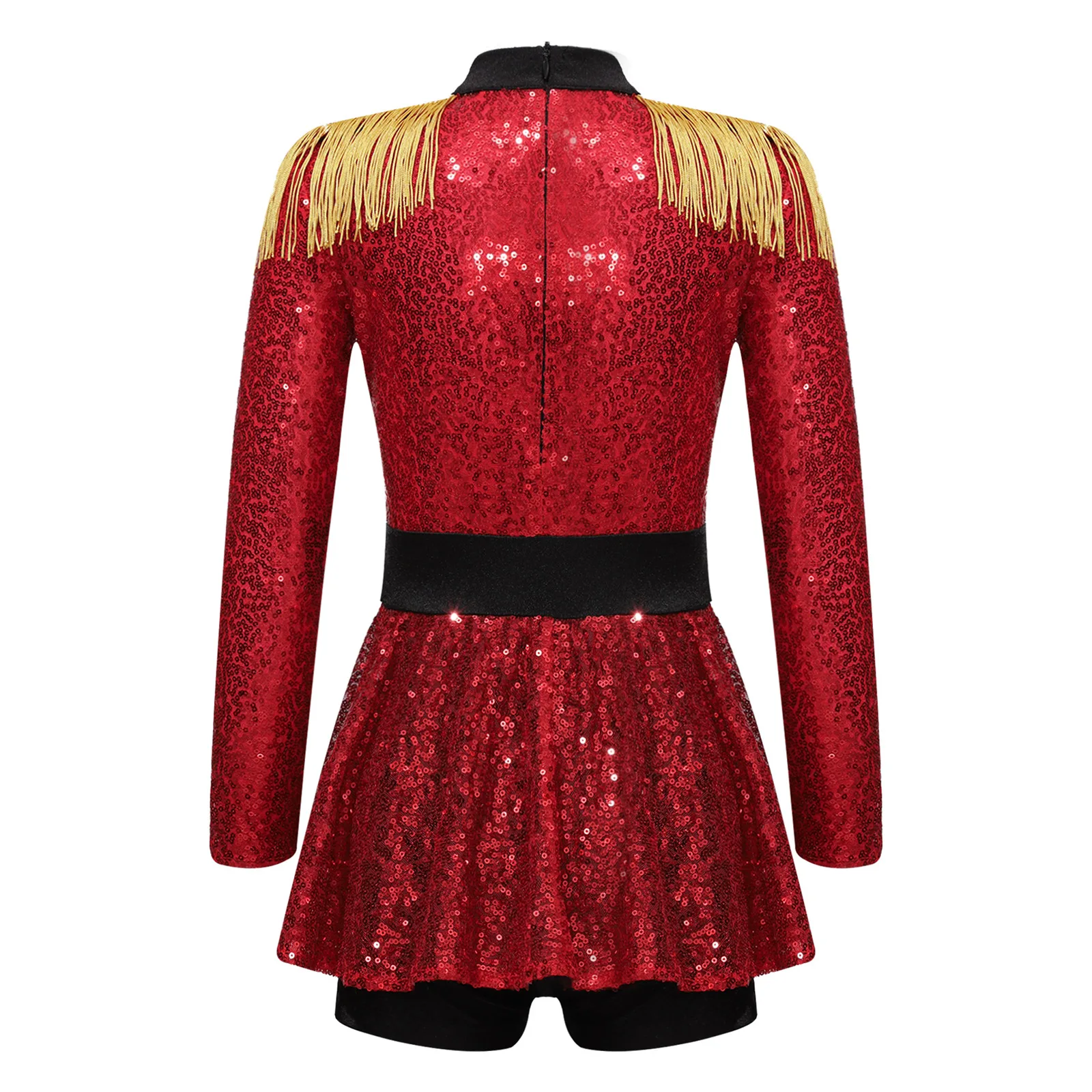 Costume d'Halloween LYus Ringmaster pour filles, paillettes vintage, costume de batterie à pampilles, robe de danse pour performance sur scène, fête cosplay, enfants