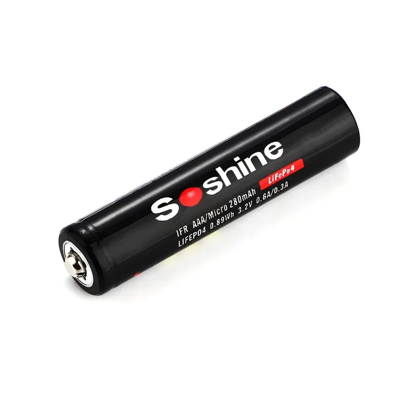 4PCS/Pack Soshine Safe Transport LiFePO4 10440 3.2V 280mAh Rechargeable Battery with Battery connector