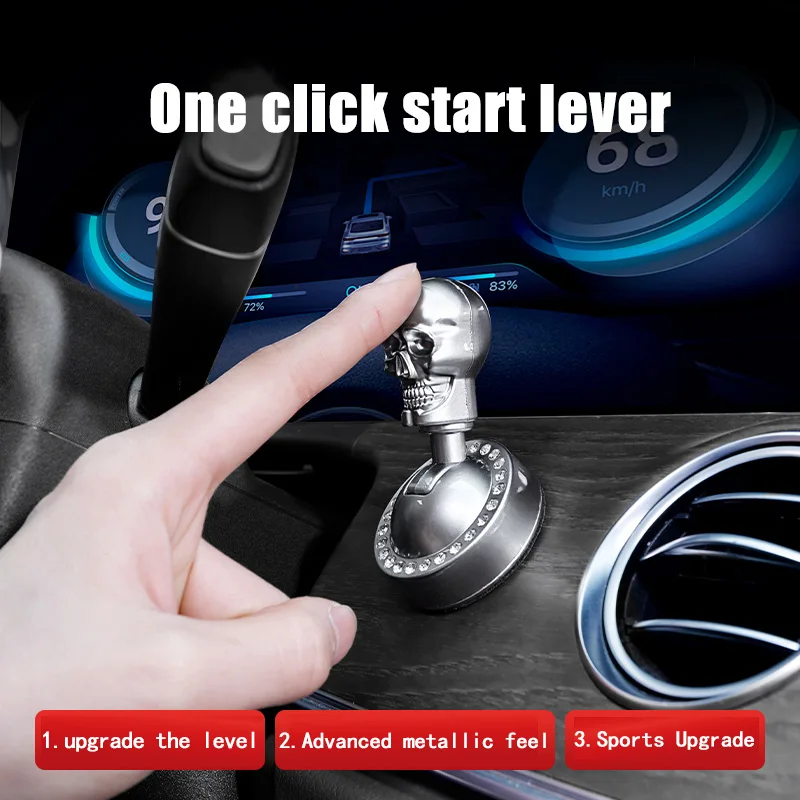 Auto-Montierter Titan-Legierungs-Schädel-Startknopf, Ein-Knopf-Joystick, Motorstart-Stopp-Hebel, Zündschalter mit Fehlbedienungsschutz