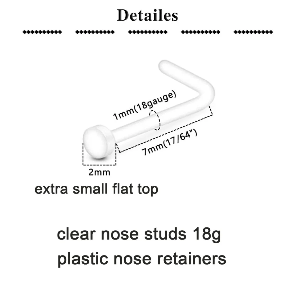 20G 18G 16GClear Nose Studs Invisible Plastic Nose Retainers Clear Nose Rings Surgery Piercing Spacers Nose Piercing Jewelry