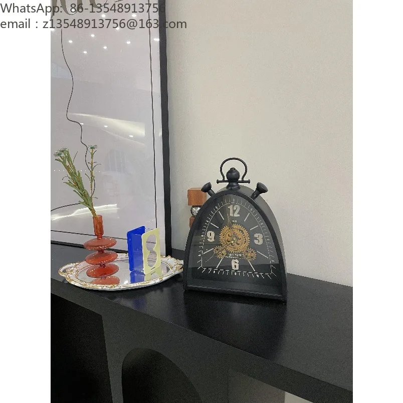American Retro Luxury Table Clock Art Creative Desktop Ornament Home Living Room Decor Desk Clock