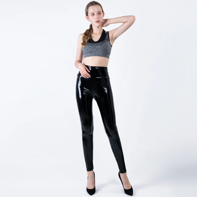 Latex Women Leggings Gym Push Up Female Pants Leather Ladies High Waist Workout Gym Sports Sexy Shiny Seamless Black Leggings