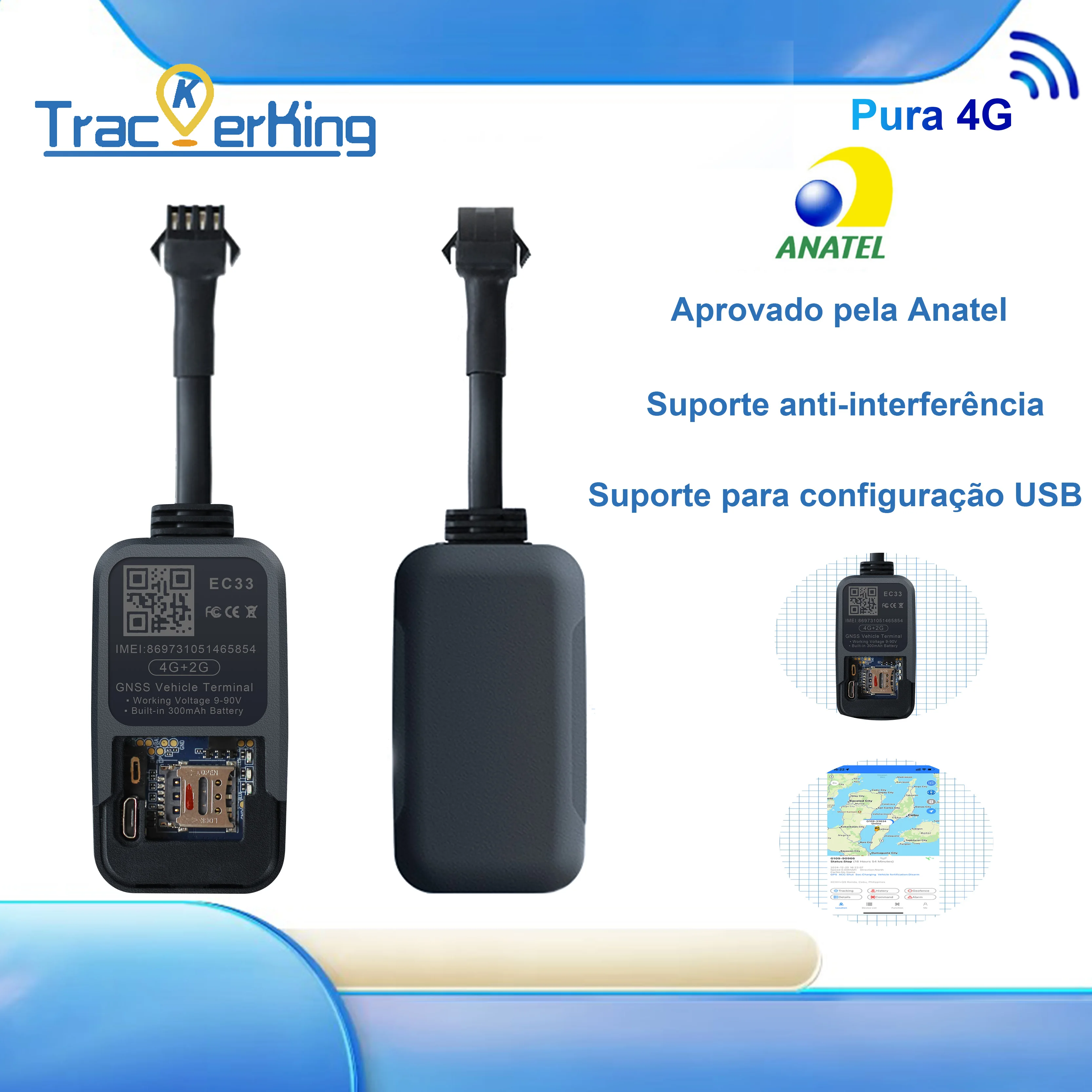 

TrackerKin Best GPS Tracker EC33 Vehicle Tracking Device Waterproof Motorcycle Car GPS GSM SMS Locator with Real Time Tracking