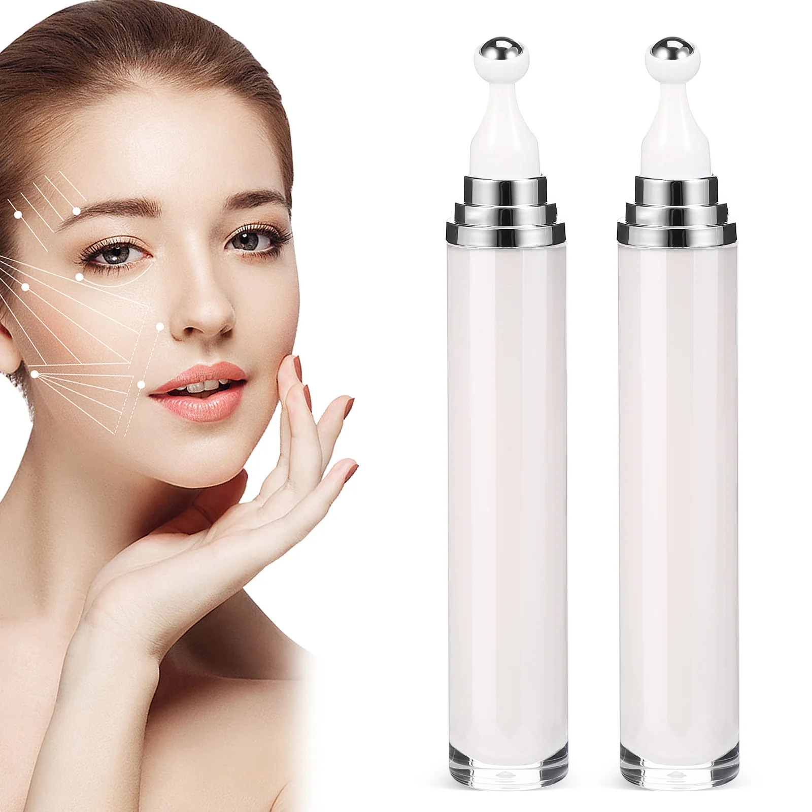 

2 Pcs Eye Cream Container Roll-on Bottle Roller Ball Perfume Bottles Filling Plastic Sample