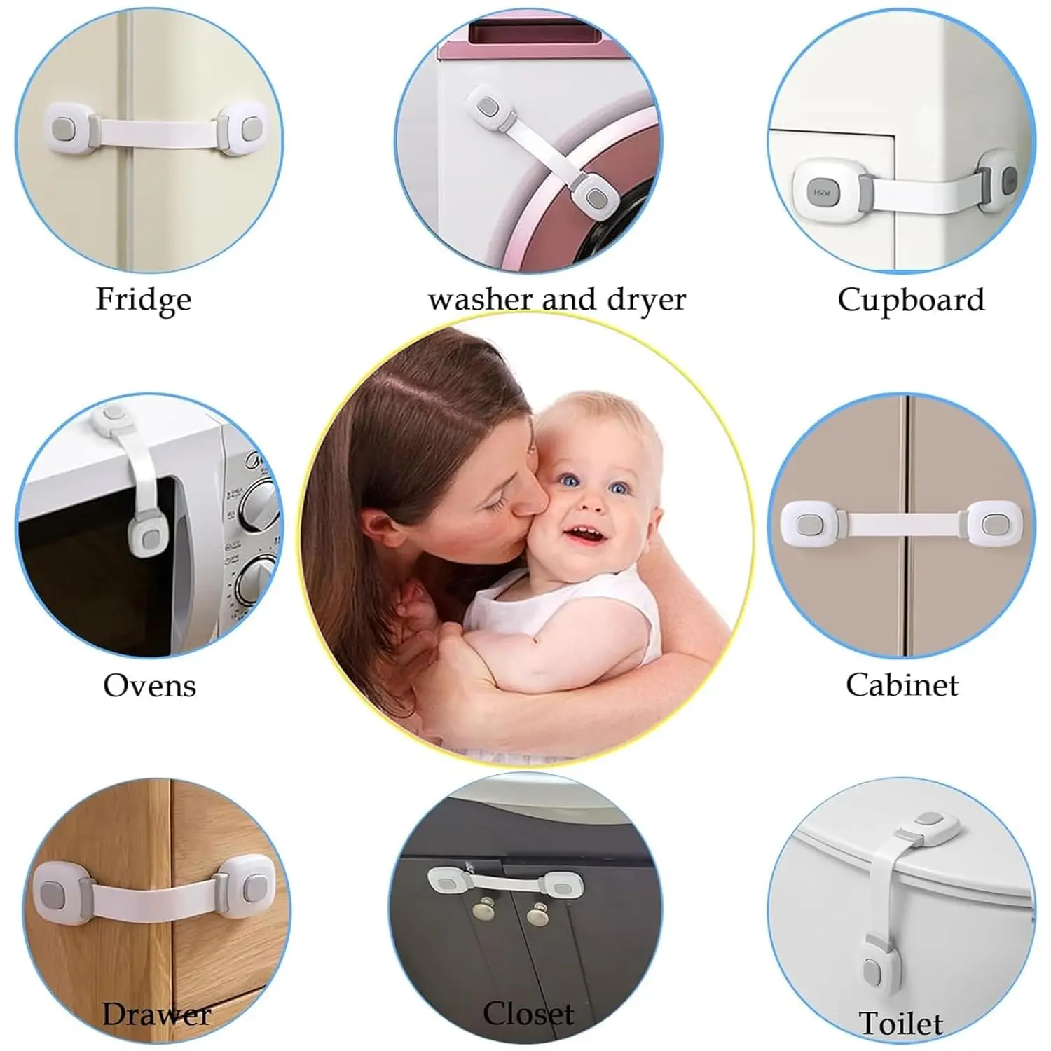 2–8 Stück Baby-Sicherheitsschlösser für Schränke, Schubladen, Toiletten, Kühlschränke usw. Babyschlösser, stanzfreie, klebrige Pads, Kinderschutz
