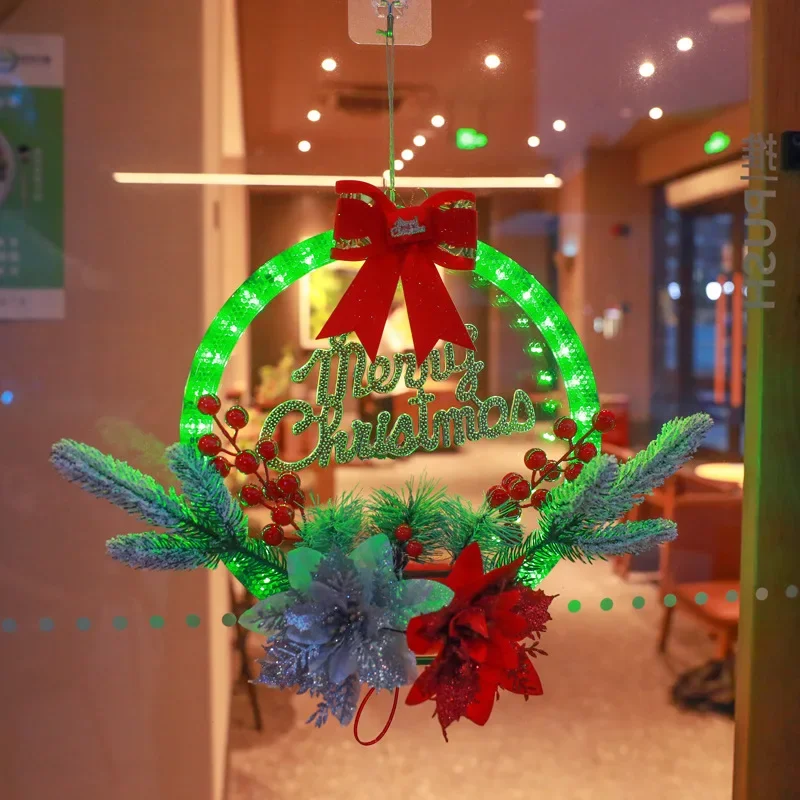 Christmas garland wall door decoration 30cm LED light garland Christmas hanging ornaments window flower rattan garland