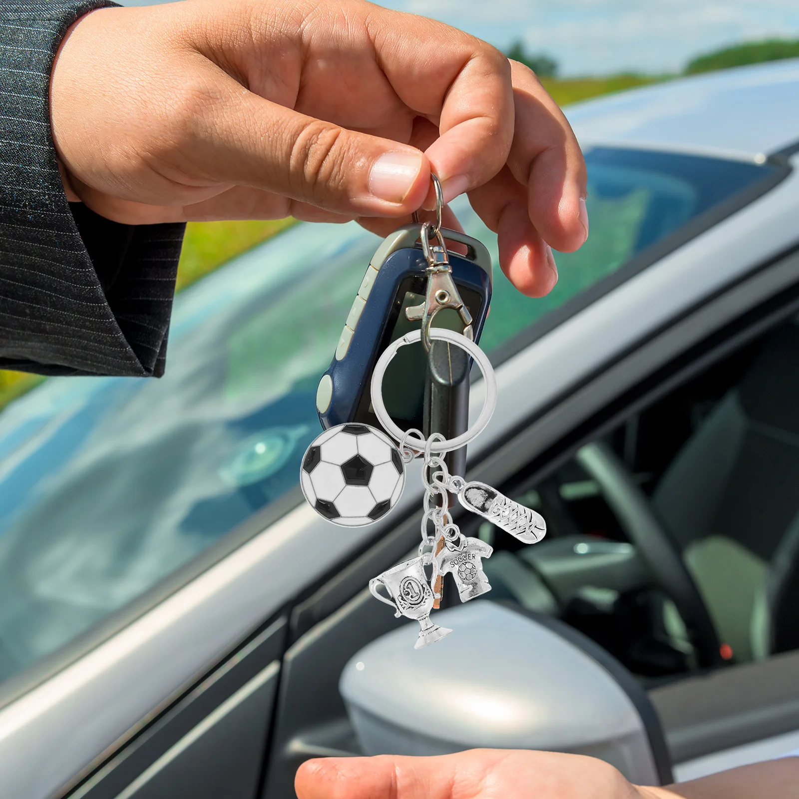 الرياضة المفاتيح قلادة فريدة من نوعها كرة القدم تصميم حلقة رئيسية لحقيبة الصالة الرياضية مفاتيح الأسطوانة سكيت مروحة الملحقات للرجال النساء المراهقين #3