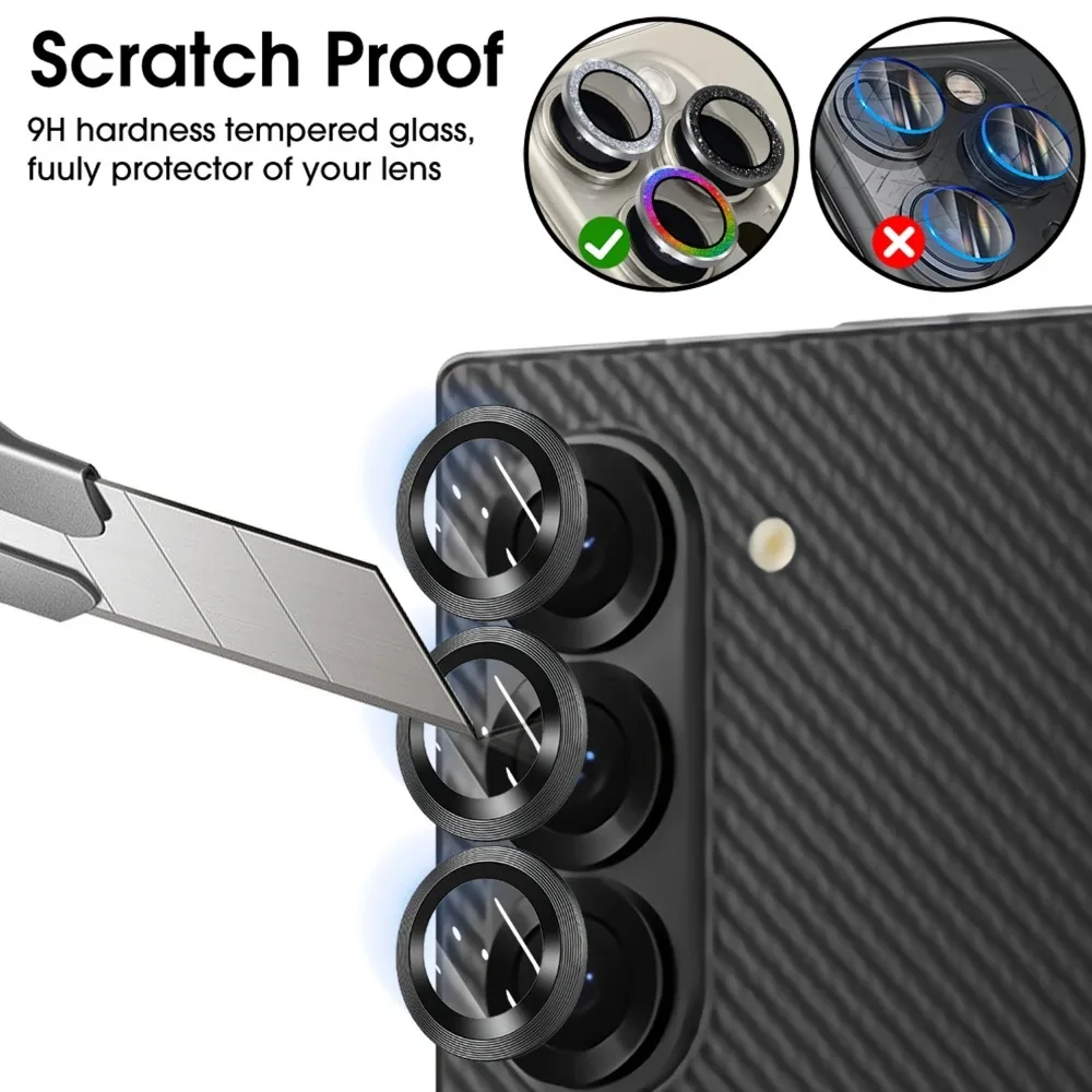 Protecteur d'anneau métallique en verre, motif CD, Camara pour Samsung Galaxy S26 S25 FE Edge S24 Plus S23 Ultra, couvercle d'objectif de Protection d'appareil photo