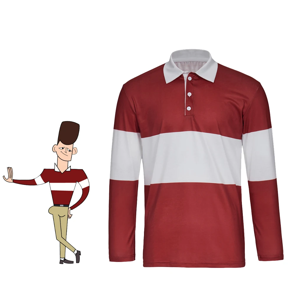 

Clone High JFK Cosplay Costume Men's Striped Shirt John F. Kennedy Casual Long Sleeve Tops Adult Men's Halloween Disguise Outfit