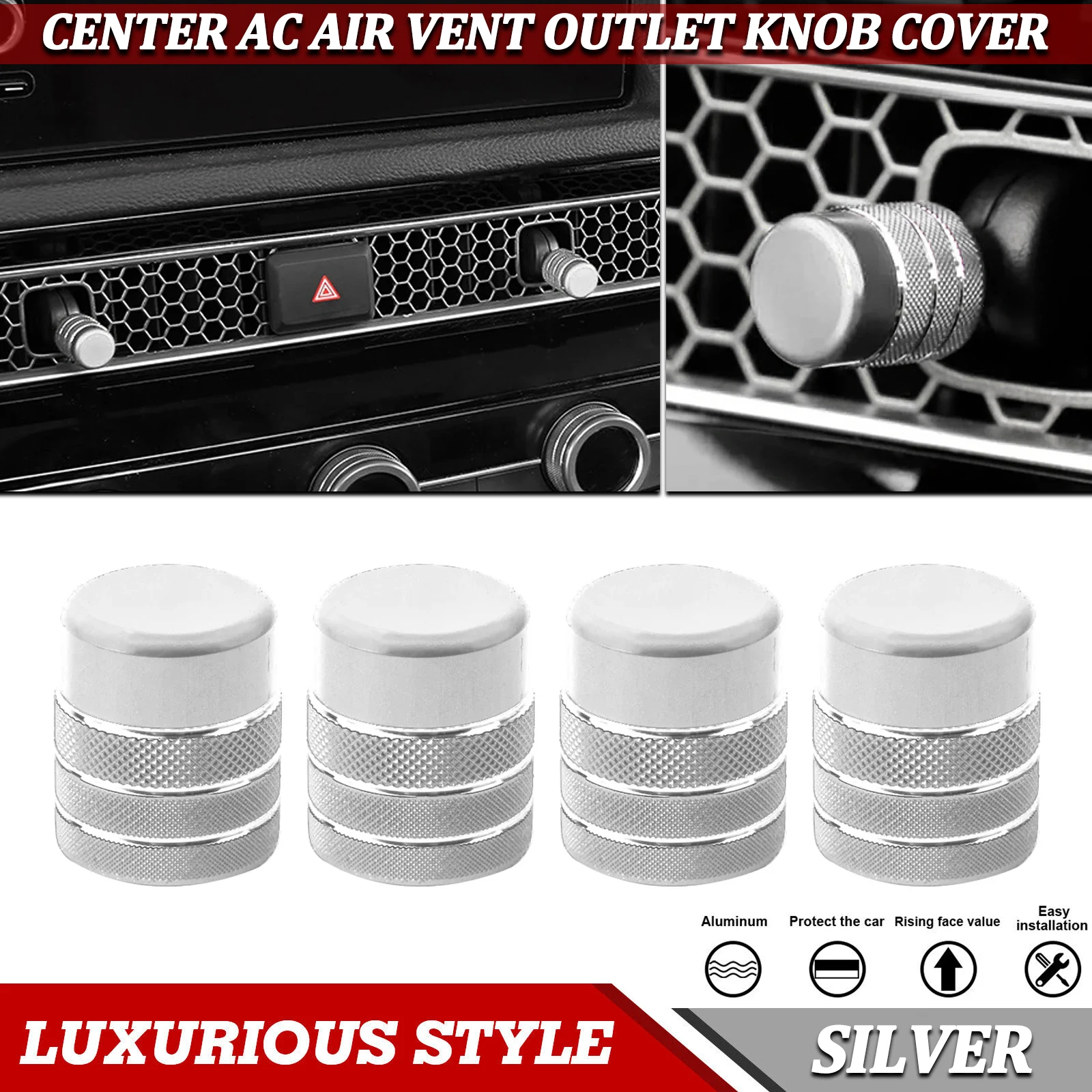 

4 шт. серебристые накладки на кнопки управления кондиционером и вентиляцией центральной консоли для Honda Civic 2022-2023