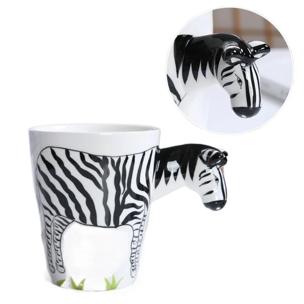 

400ML Capacity 3D Animal Coffee Mug 3D Animal Shape Handle Heat Resistant Animal Shape Ceramic Cup Comfortable Grip Anti-scald
