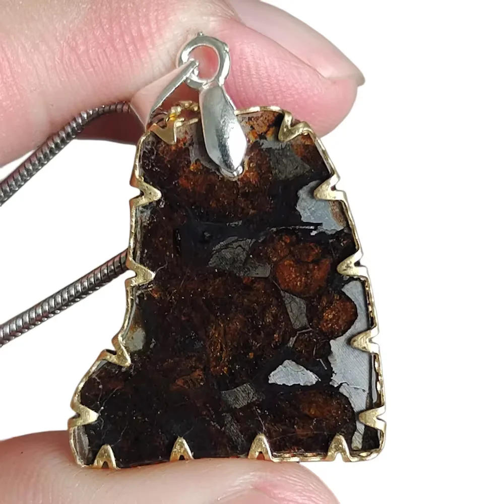 1.6g Brenham Olive Meteorite manual Pendant Olive Meteorite Natural Olive Meteorite Necklace Pendant Specimen Collection- TB153