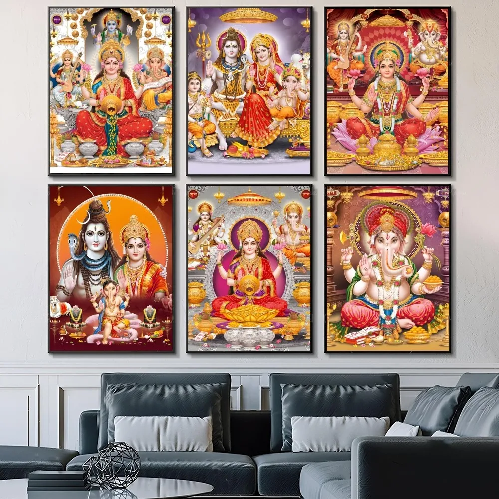 Hindu God Ganesha Self-adhesive Art Waterproof Paper Sticker Coffee House Bar Room Wall Decor