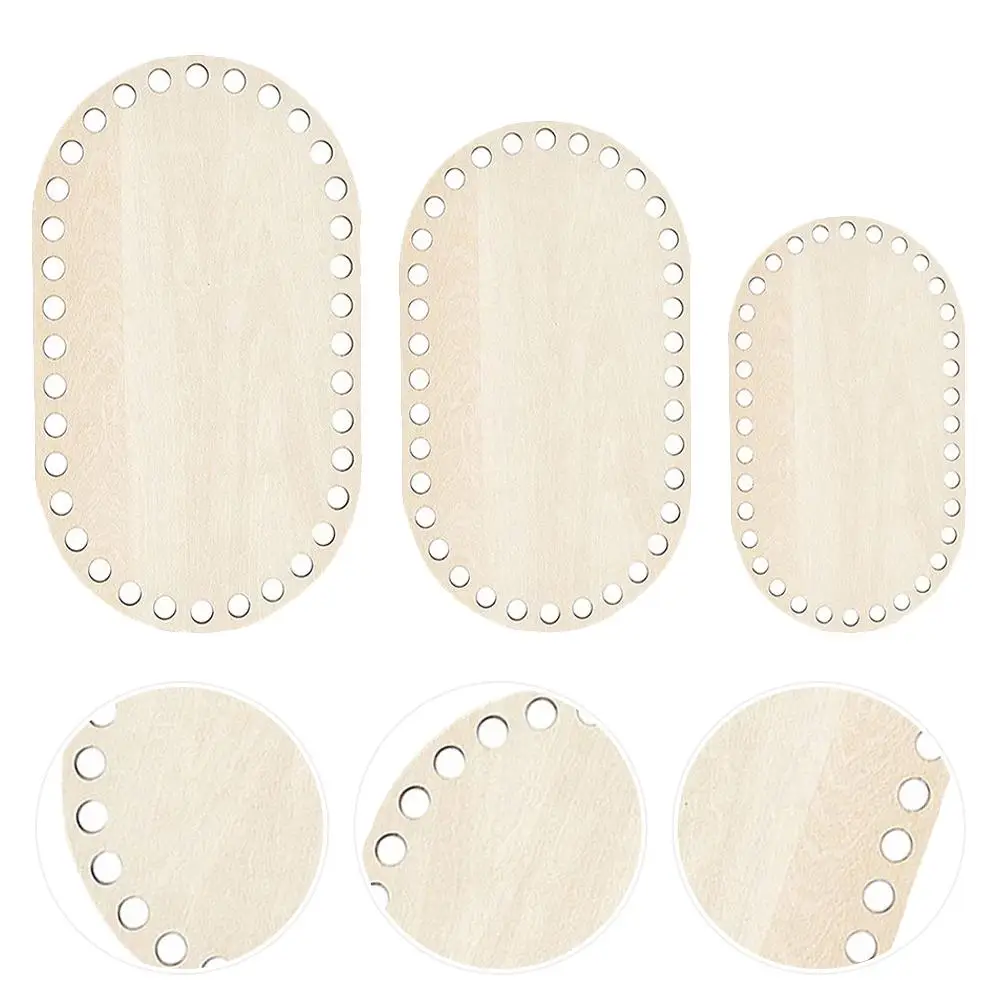 3 Buah Tas Kayu Bingkai Tetap Jahit Silang Mini Dasar Pembentuk Bawah Tas Tangan Rajutan DIY Bahan Bawah Keranjang Kayu