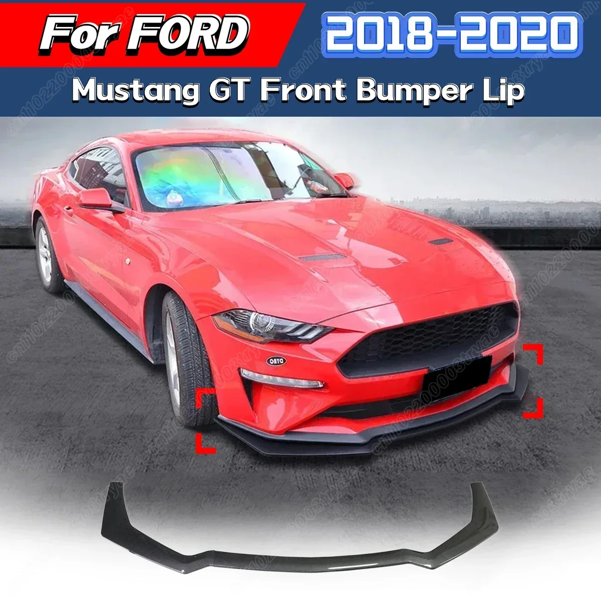 

For Ford Mustang GT 2018 2019 2020 Lower Splitter Blade Guard Front Shovel 3Pcs Front Bumper Spoiler Lip Auto Accessories Kit