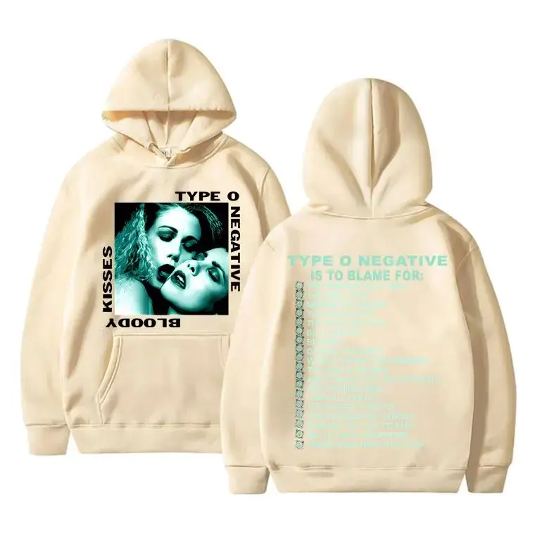 90s Streetwear Rock Type O Negative 1993 Bloody Kisses Touring Album Print Hoodie High Quality Casual Hoodies Unisex #2