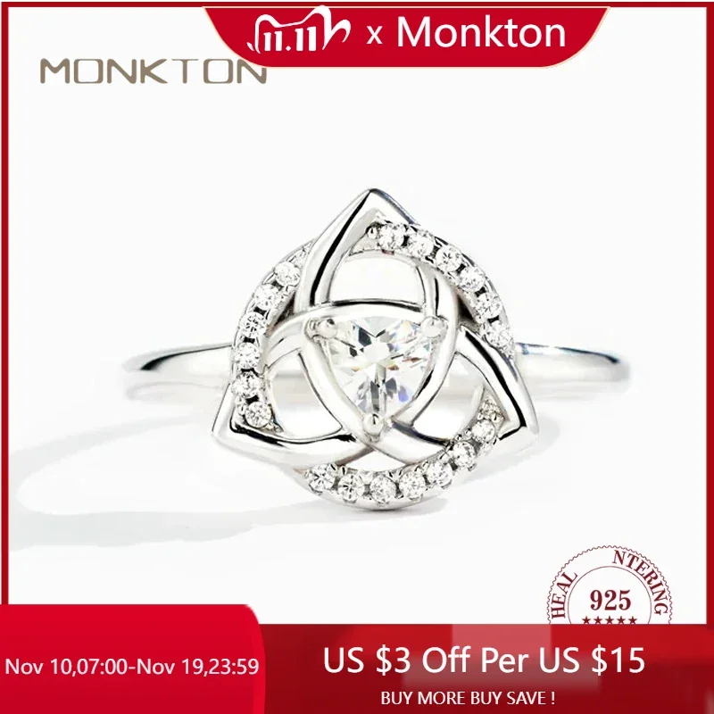 

Monkton Silver 925 Jewelry Celtic Knot Rings for Women Sterling Silver Hollow Cut Zircon Bride Engagement Rings Anillos Mujer