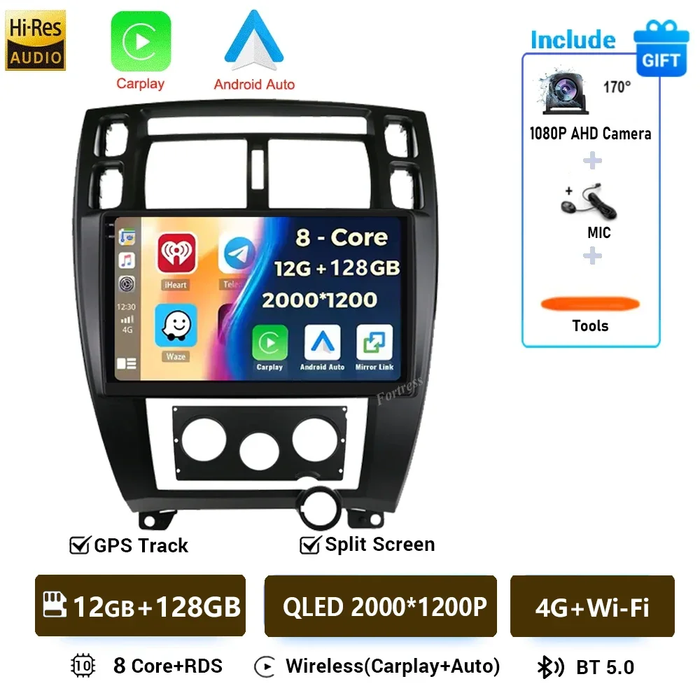 Android 16 Voor Hyundai Tucson 1 2004-2009 LHD 2K QLED Android Autoradio Multimedia Video Player GPS stereo CarPlay
