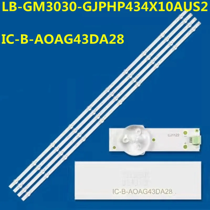 

839MM 4PCS LED Backlight Strip 10Lamps For LB-GM3030-GJPHP434X10AUS2-X IC-B-AOAG43DA28 43PUS6504 43PUS7505 43PUS6554/12