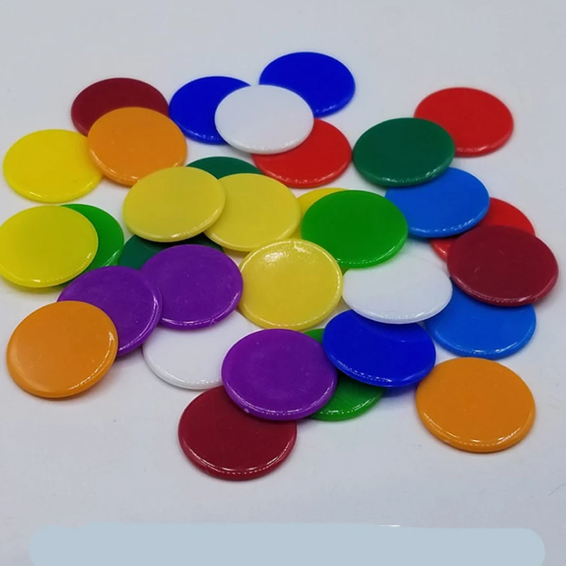 100pcs 19mm Transparent Chips Plastic Counting Supplies Counters For Maths Board Game Token