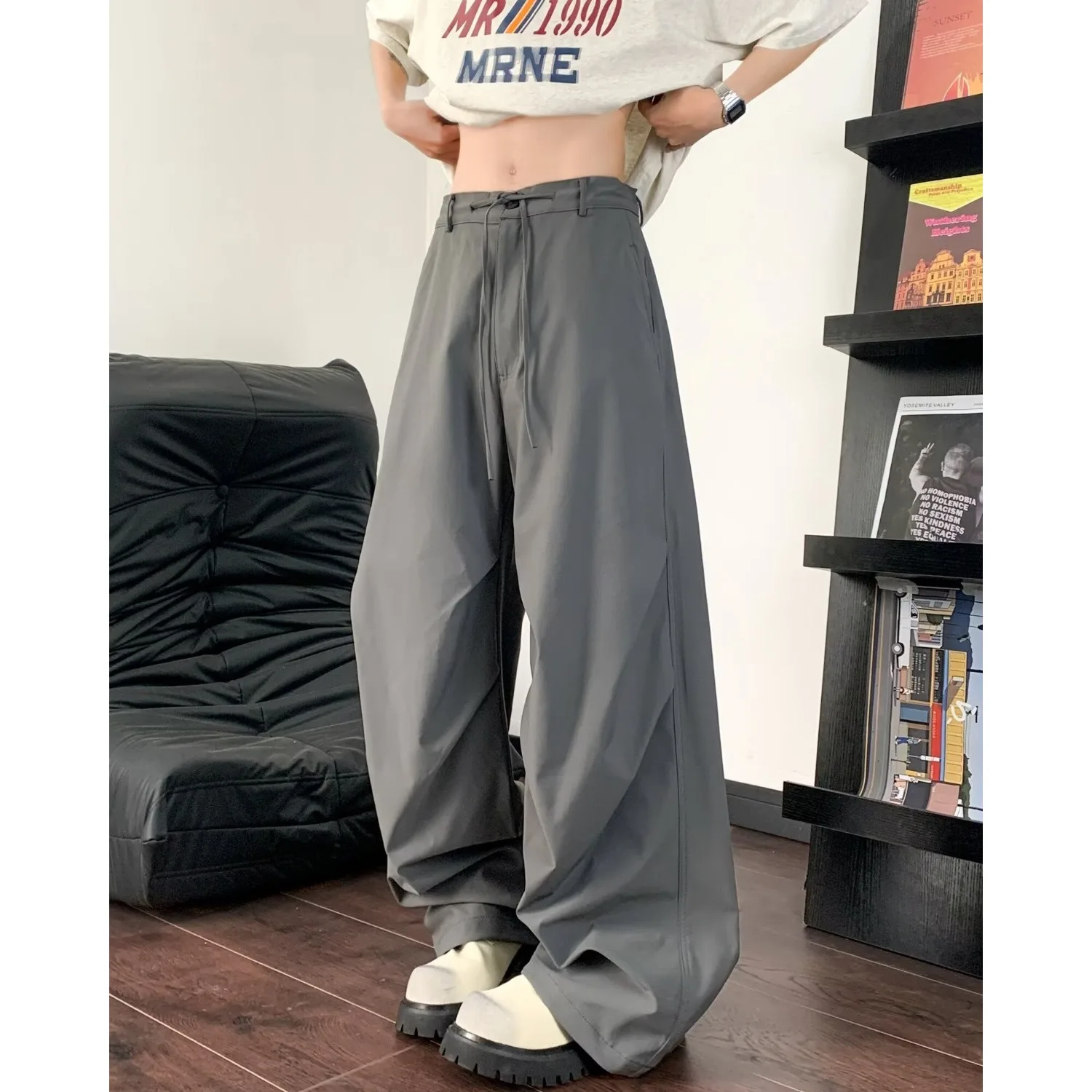 

Спецодежда в американском стиле ретро, широкие брюки, мужские и женские прямые драпированные спортивные десантники, свободные повседневные длинные брюки