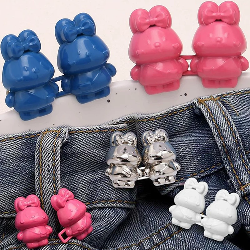 Cute Rabbit Nail-free Jeans Waist Buckle Removable Closing Artifact Invisible Snap Button Tightening Waistband Pant Adjustable