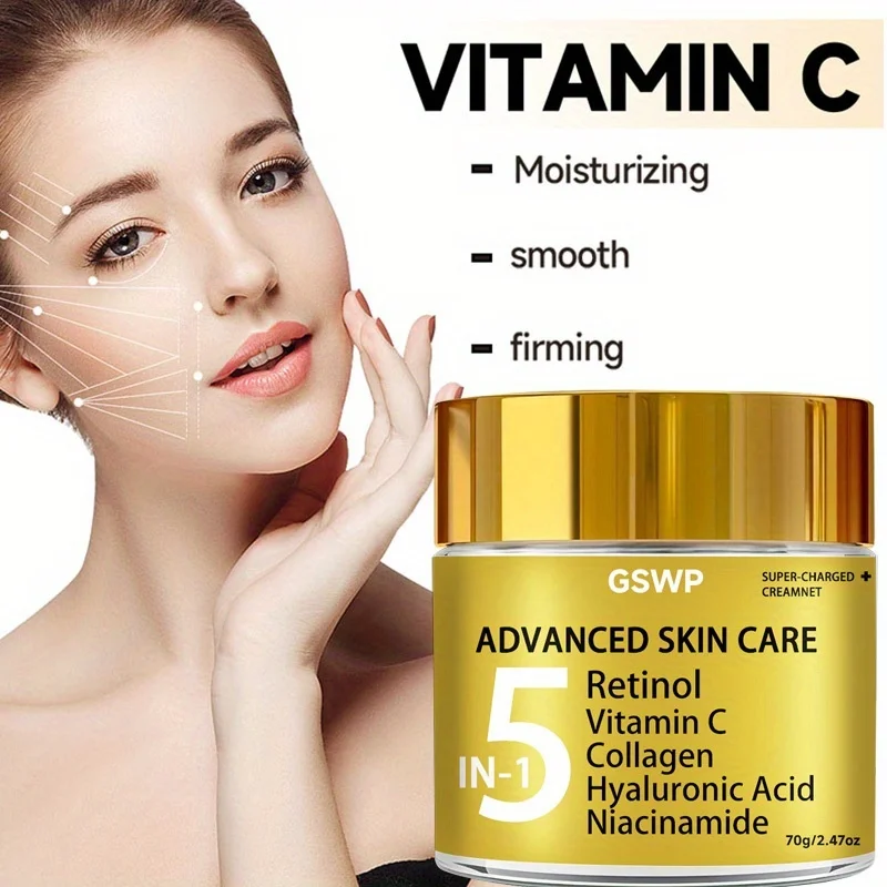 GWSP 5-IN1 face cream, containing hyaluronic acid, retinol, vitamin C ingredients, refreshing and non-greasy.70g/140g